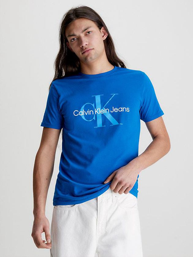 Calvin Klein USA Slim Monogram Mens T-Shirt Blue 4758602-BI